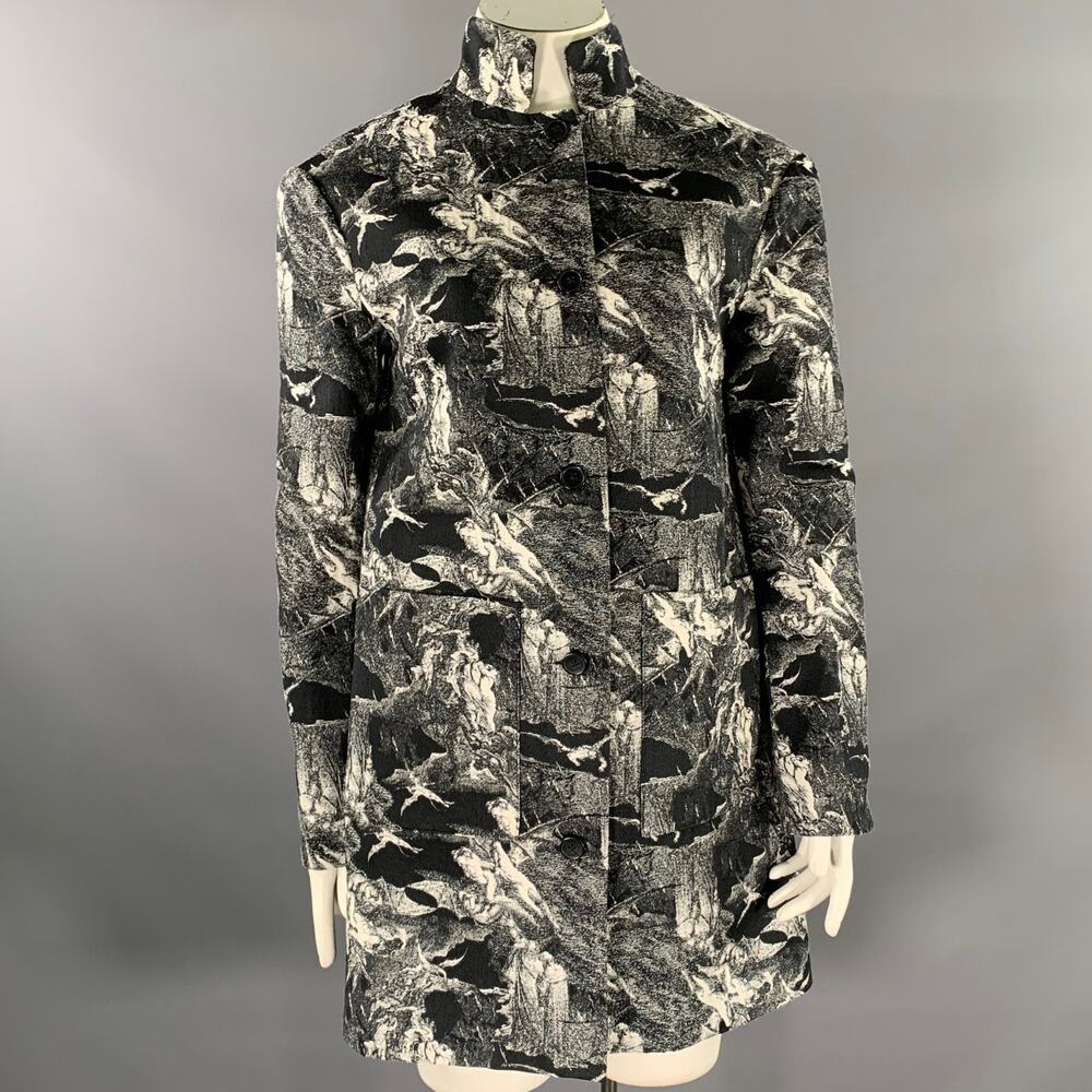 PUPPETS & PUPPETS Size 10 Black White Cotton Blend Coat